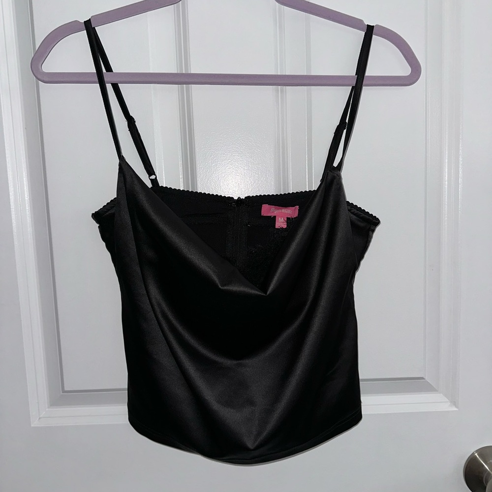 Sugar Thrillz Everlasting Passion Satin Top - Black